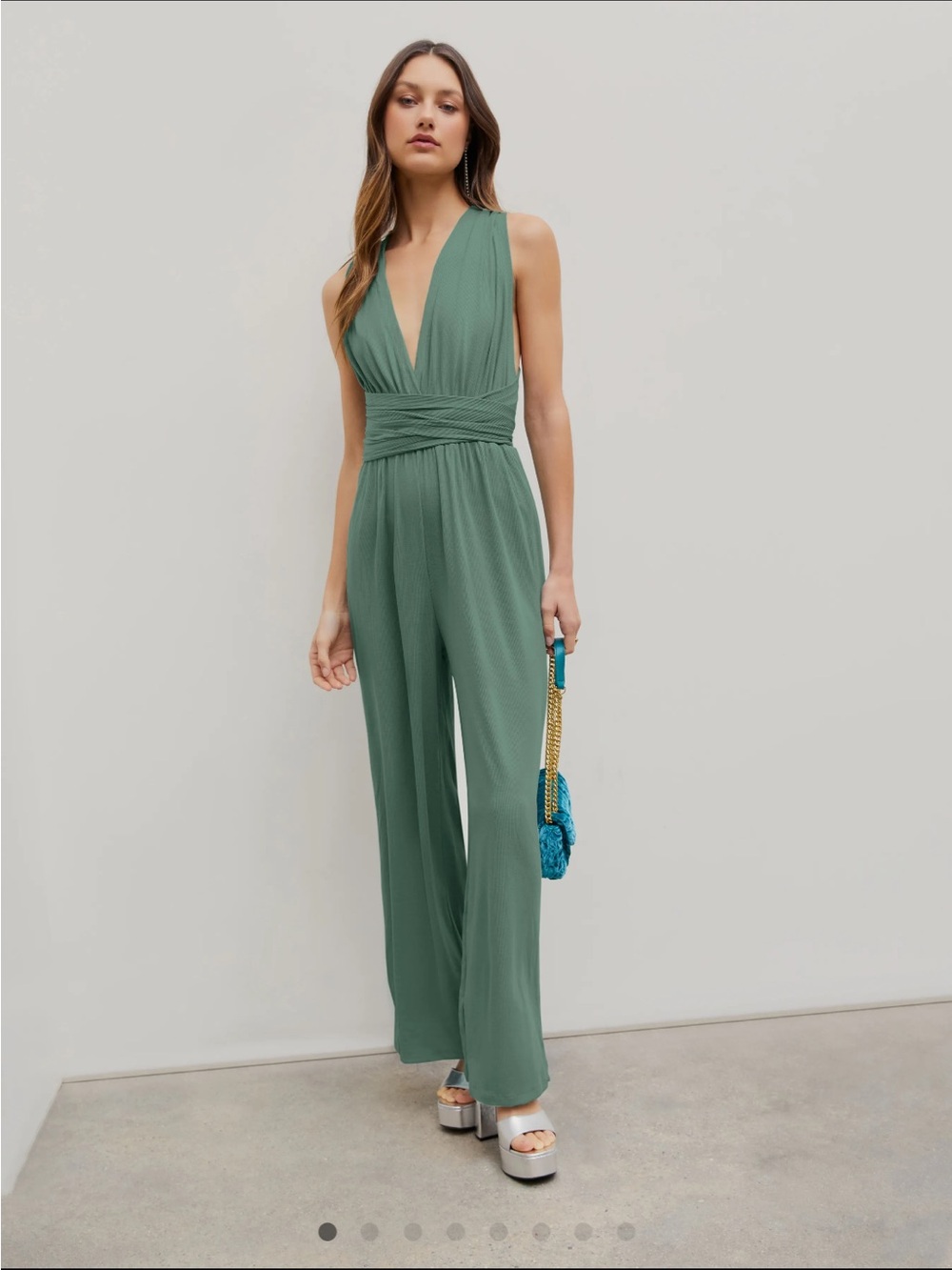 SOLID RIB CRISS CROSS KNOTTED JUMPSUIT